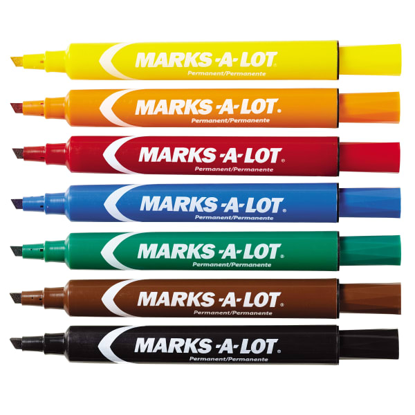 Avery Marks-A-Lot Large Desk-Style Permanent Markers, Chisel Point, Assorted Colors, Set Of 12