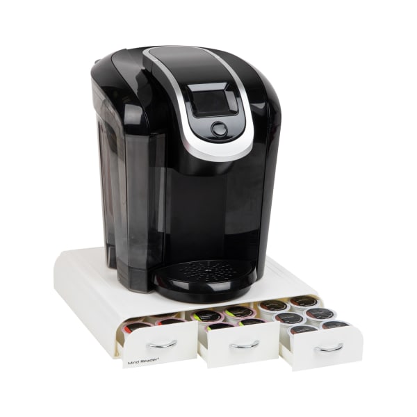 Mind Reader Single Serve Coffee Pod Organizer with 3 Drawers 12-1/4inL x 13-1/2inW x 2-1/2inH, Black