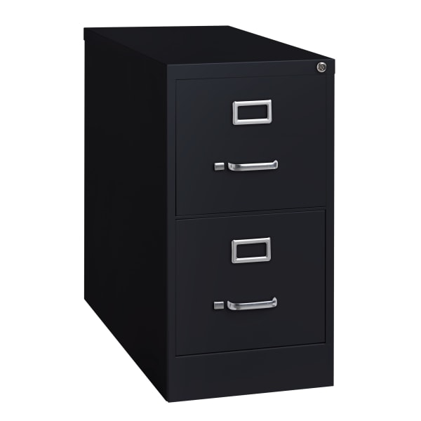 WorkPro 26-1/2inD Vertical 2-Drawer Letter-Size File Cabinet, Black