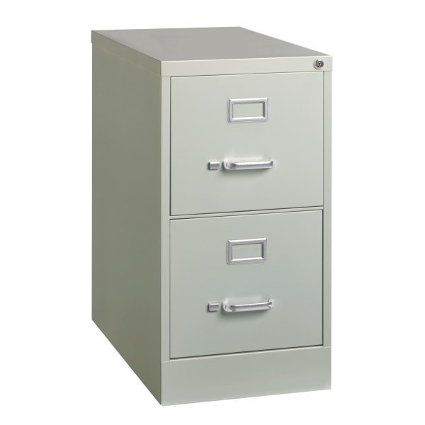 WorkPro 26-1/2inD Vertical 2-Drawer Letter-Size File Cabinet, Light Gray