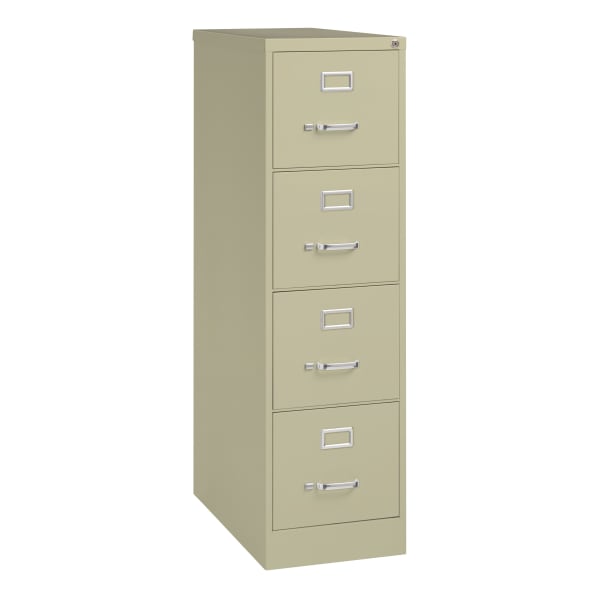 WorkPro 26-1/2inD Vertical 4-Drawer Letter-Size File Cabinet, Putty