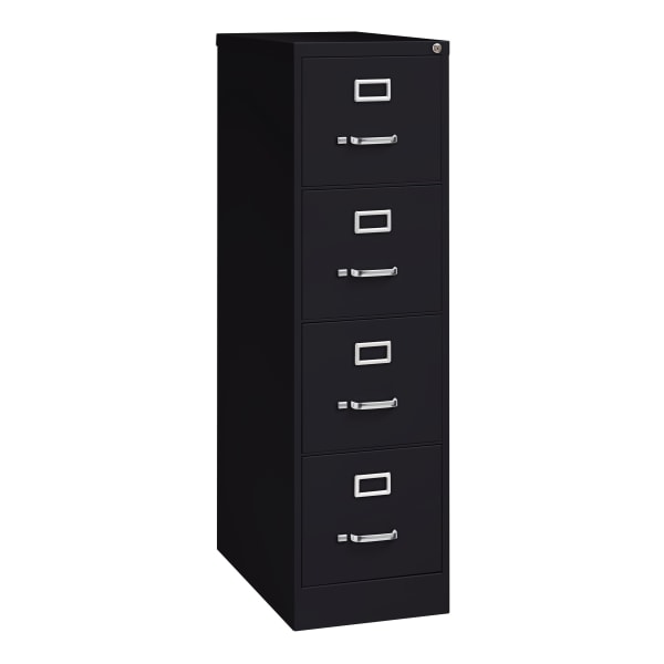 WorkPro 26 1/2inD 4-Drawer Letter-Size Vertical File Cabinet, Black