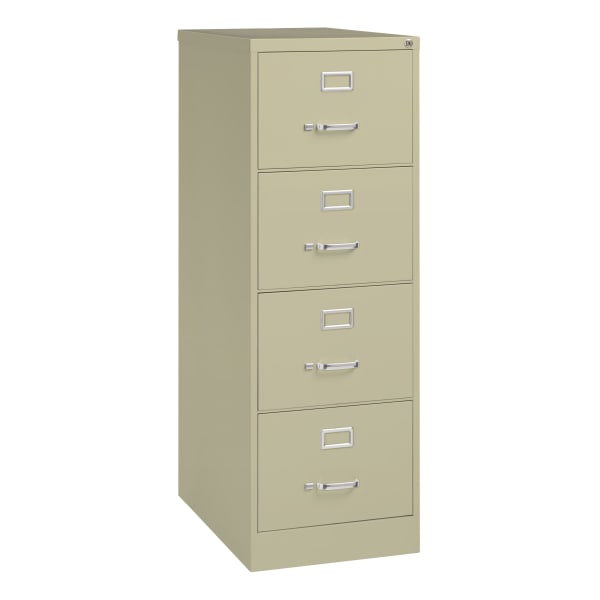 WorkPro 26-1/2inD Vertical 4-Drawer Legal-Size File Cabinet, Putty