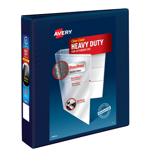 Avery Heavy-Duty View 3 Ring Binder, 1.5in One Touch EZD Rings, Navy Blue, 1 Binder