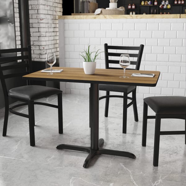 Flash Furniture Laminate Rectangular Table Top With Table-Height Base, 31-1/8inH x 24inW x 42inD, Walnut/Black