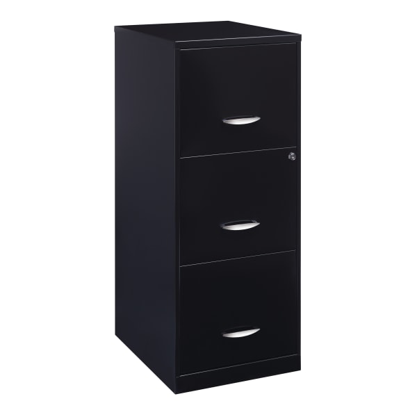 Realspace 18inD 3-Drawer Vertical Letter-Size File Cabinet, Black