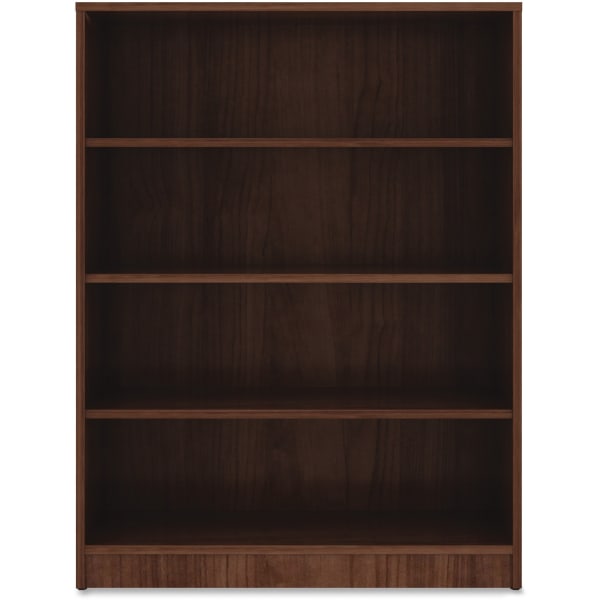 Lorell Essentials 48inH 4-Shelf Bookcase, Walnut