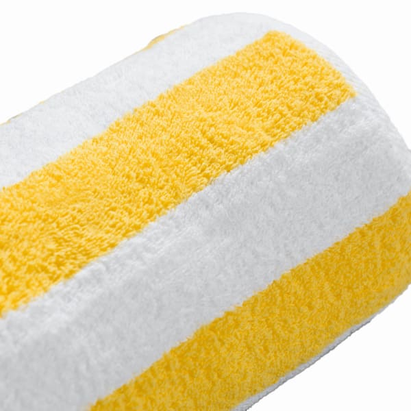 Splash Cabana Stripe Pool Towels, 35in x 70in, Yellow/White, Pack Of 18 Towels