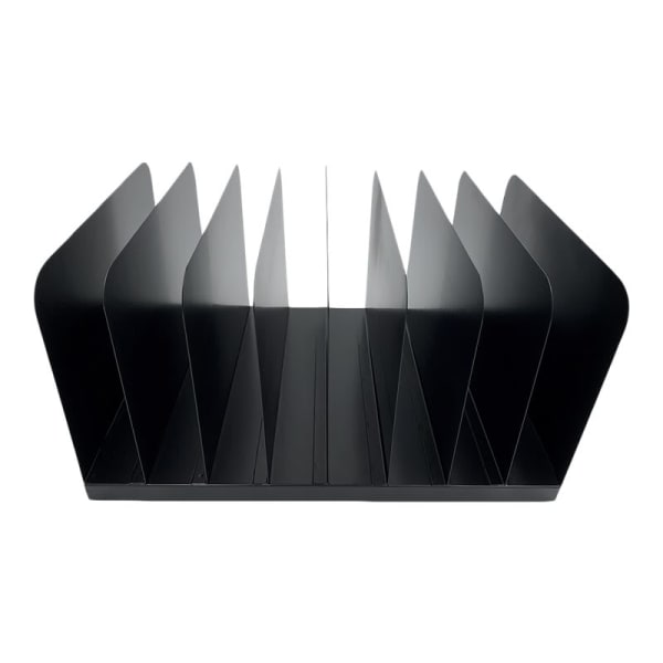 Huron Vertical Desk Organizer - 8 Compartment(s) - Vertical - 7.75in Height x 11in Width x 15in Depth - Durable - Black - Steel - 1 Each