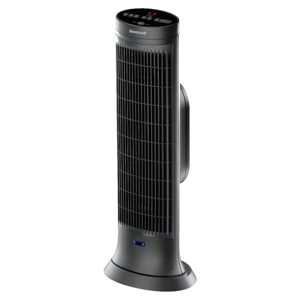 Honeywell 1500 Watts Electric Ceramic Oscillating Heater, 2 Heat Settings, 23.25inH x 8.75inW x 6.75inD, Black