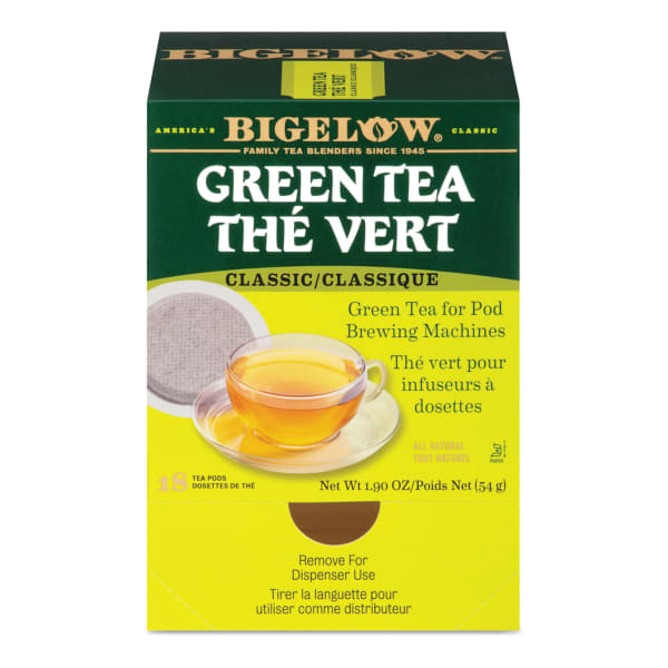 Bigelow Green Tea Single-Serve Pods, 1.9 Oz, Box Of 18 Pods