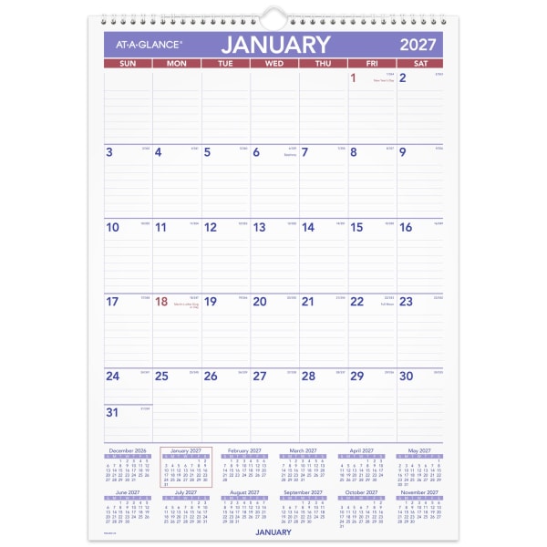 AT-A-GLANCE 2027 Erasable Monthly Wall Calendar, Medium, 12in x 17in