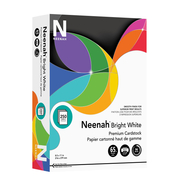 Neenah Premium Card Stock, Bright White, Letter (8.5in x 11in), 65 Lb, Pack Of 250