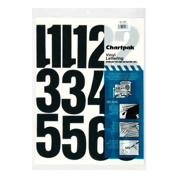 Chartpak Pickett Vinyl Numbers, 4in, Black