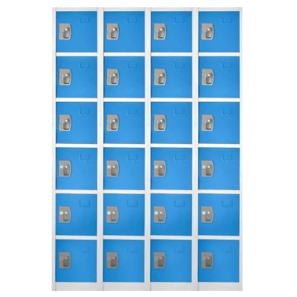 Alpine 6-Tier Steel Lockers, 72inH x 12inW x 12inD, Blue, Pack Of 4 Lockers