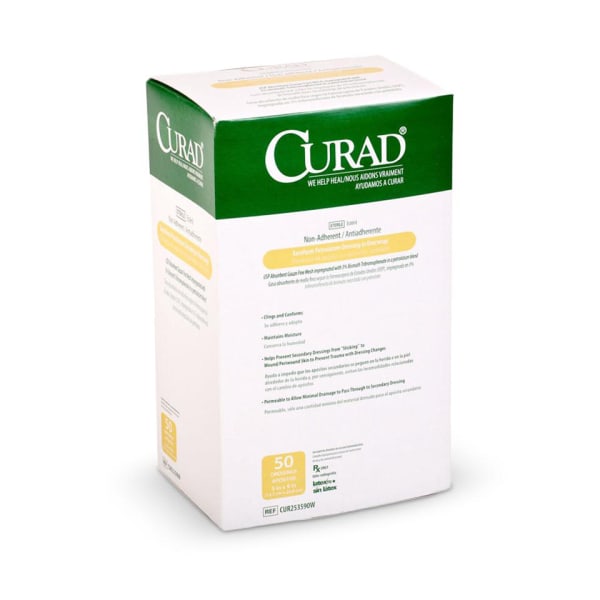 CURAD Sterile Overwrap Xeroform Gauze, 5in x 9in, White, Pack Of 200