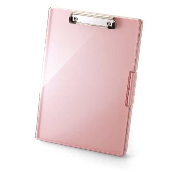 Officemate Clear View Clipboard Storage Box, 9-7/16in  x 13-7/16in, Pink