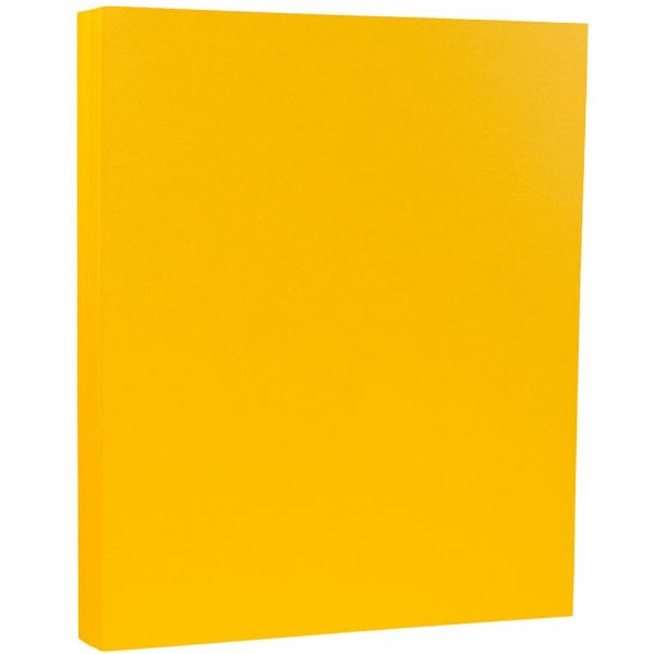 JAM Paper Card Stock, Sunflower Yellow, Letter (8.5in x 11in), 100 Lb, Pack Of 50