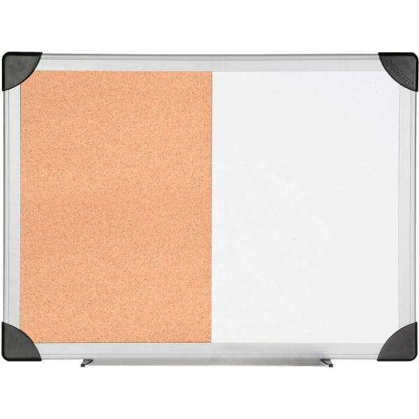 Lorell Dry-Erase Cork Combo Board, 36in x 24in, Aluminum Frame With Silver Finish