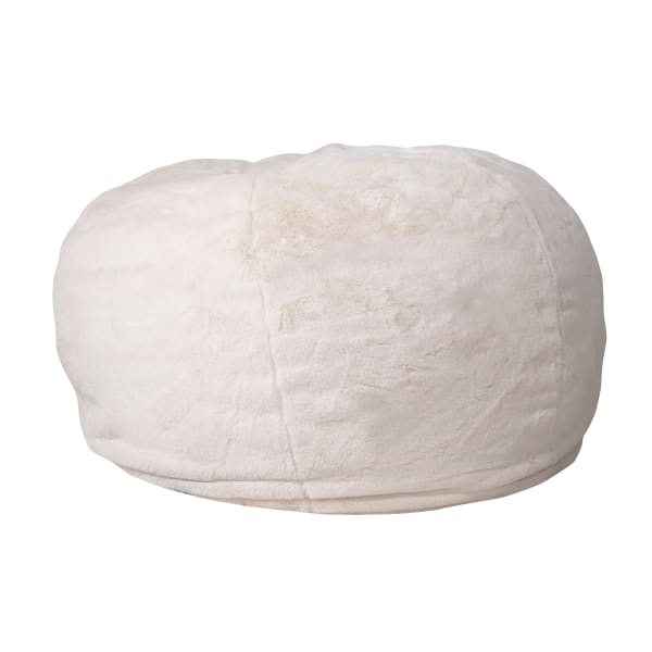 Flash Furniture Oversized Bean Bag Chair For Kids And Adults, White Furry