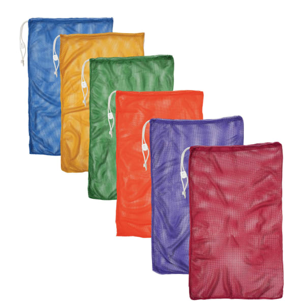 Champion Sports Mesh Equipment Bags, 24in x 36in, Assorted Colors, Pack Of 6 Bags