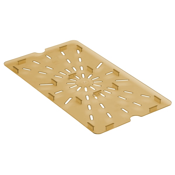 Cambro H-Pan High-Heat GN 1/1 Drain Shelf, 5/8inH x 18-5/16inW x 10-5/16inD, Amber, Pack Of 6 Shelves