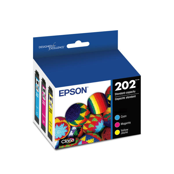 Epson 202 Claria Cyan, Magenta, Yellow Ink Cartridges, Pack Of 3, T202520-S