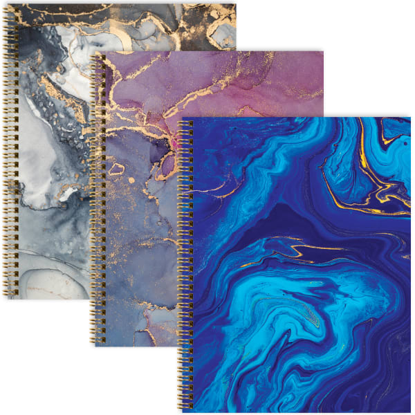 Global Fashion Spiral Notebooks, 8-1/2in x 11in, 1 Subject, College Rule, 120 Sheets, Marble, Pack Of 3 Notebooks