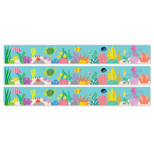 Creative Teaching Press EZ Border, 3in x 24in Strips, Sea Friends Under the Sea, 48 Feet Per Pack, Set Of 3 Packs