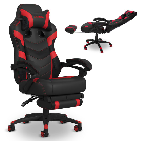 Respawn 110 Pro Ergonomic Bonded Leather Computer Gaming Chair, Black/Red