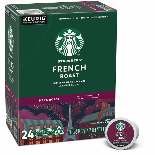 Starbucks Single-Serve Coffee K-Cup, French Roast, Carton Of 24