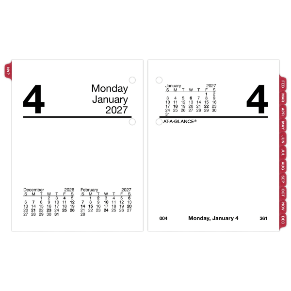AT-A-GLANCE 2027 Daily Loose-Leaf Desk Calendar Refill, Mini, 3in x 3 3/4in