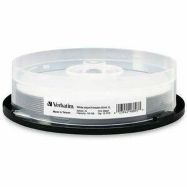 Verbatim BDXL 100GB 4X White Inkjet Printable, Hub Printable - 10pk Spindle - White Inkjet, Hub - 10pk Spindle