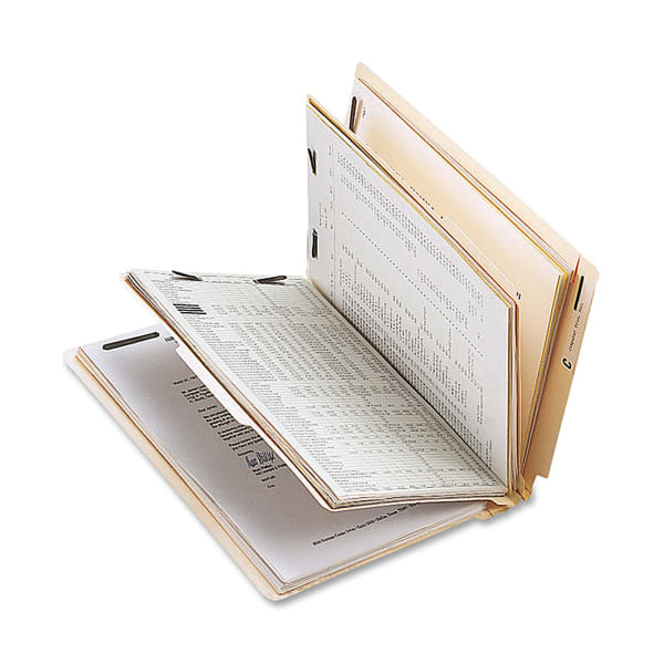 Sparco End-Tab Classification Folders, Letter Size, 2 Dividers, Manila, Box Of 10