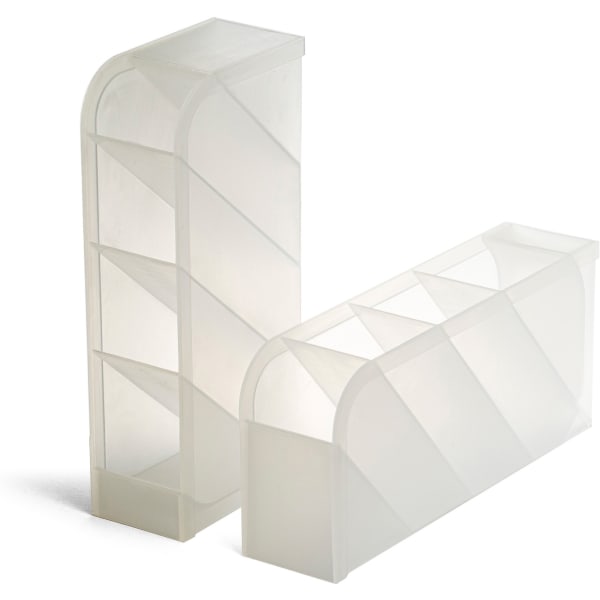 Officemate Pen Holder Desk Organizers, 2PK - 8 Compartment(s) - Horizontal/Vertical - 8in Height x 4in Width x 3.7in DepthDesktop - Durable, Pen Holder - Translucent White - Plastic - 1 Pack