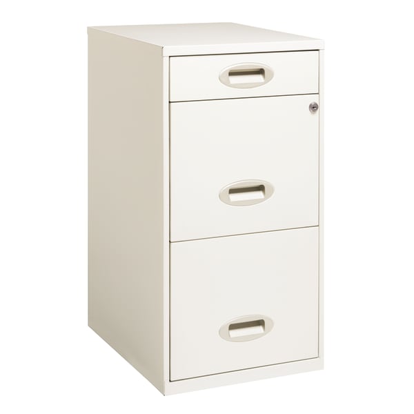 Realspace 18inD Vertical 3-Drawer Letter-Size File Cabinet, Metal, Pearl White