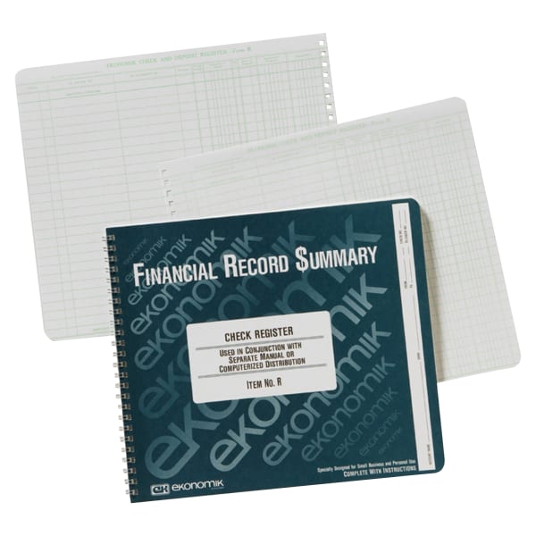 Ekonomik Check Registry, 1-Part, 8 3/4in x 10in, 100% Recycled, White, 40 Sheets