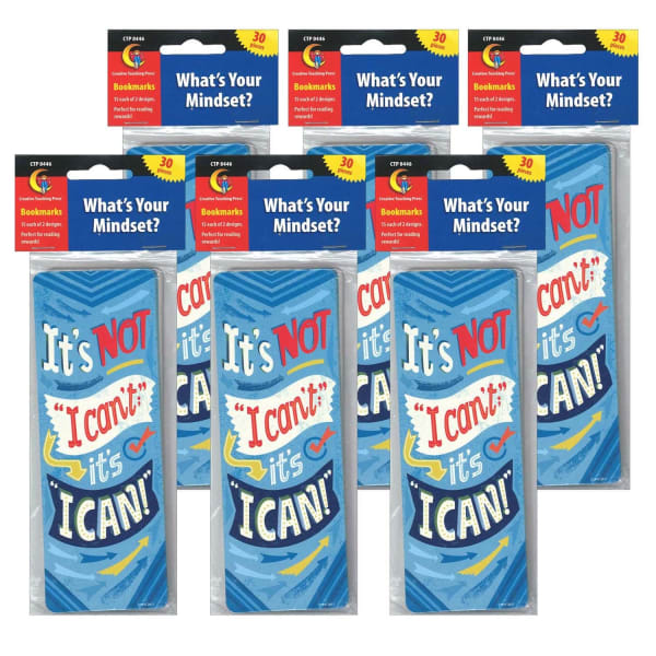 Creative Teaching Press Bookmarks, 2-1/2in x 7in, Whats Your Mindset? Motivational, 30 Per Pack, Set Of 6 Packs