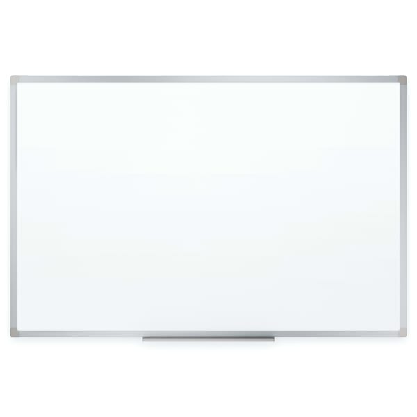 Mead Melamine Non-Magnetic Dry-Erase Whiteboard With Marker Tray, 72in x 48in, Aluminum Frame With Silver Finish