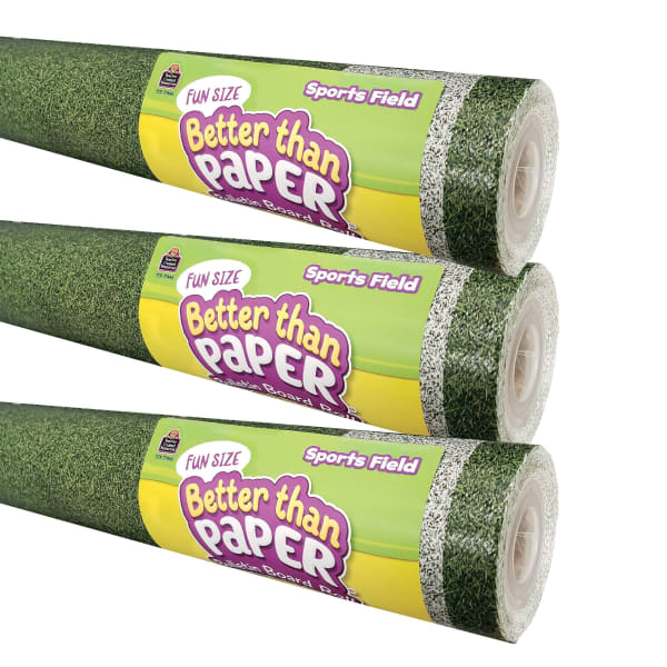 Teacher Created Resources Fun-Size Better Than Paper Bulletin Board Rolls, 18in x 12ft, Sports Field, Pack Of 3 Rolls