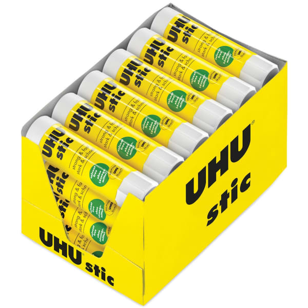 Saunders UHU stic Washable Glue Stick - 0.29 oz - 24 / Box - White