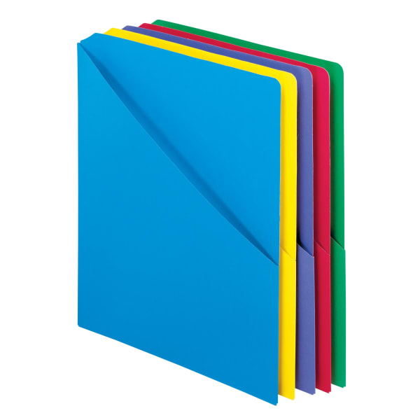 Pendaflex Slash-Pocket Project Folders with Holder for CDs/DVDs, 11in x 8 1/2in, Assorted Colors, Pack Of 25