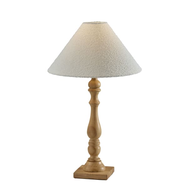 Adesso Rigby Table Lamp, 27inH, White Shade/Natural Base