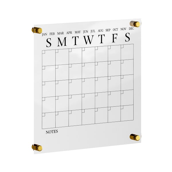 Martha Stewart Grayson Monthly Acrylic Wall Calendar, 14in x 14in, Clear/Black, Undated