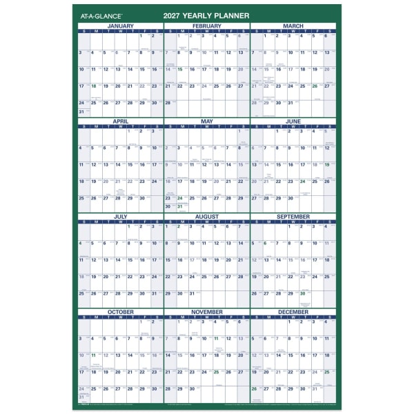 AT-A-GLANCE 2027 Vertical Reversible Erasable Yearly Wall Calendars
