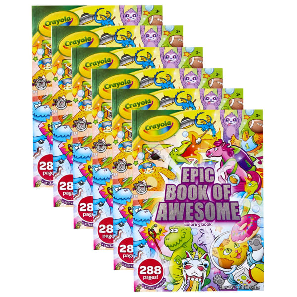 Crayola Epic Book Of Awesome 288-Page Coloring Books, Pack Of 6 Books
