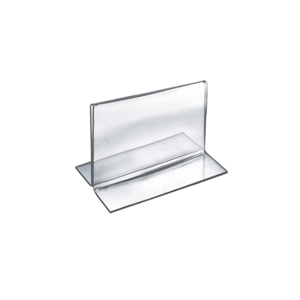Azar Displays Double-Foot Acrylic Sign Holders, 3 1/2in x 5in, Clear, Pack Of 10