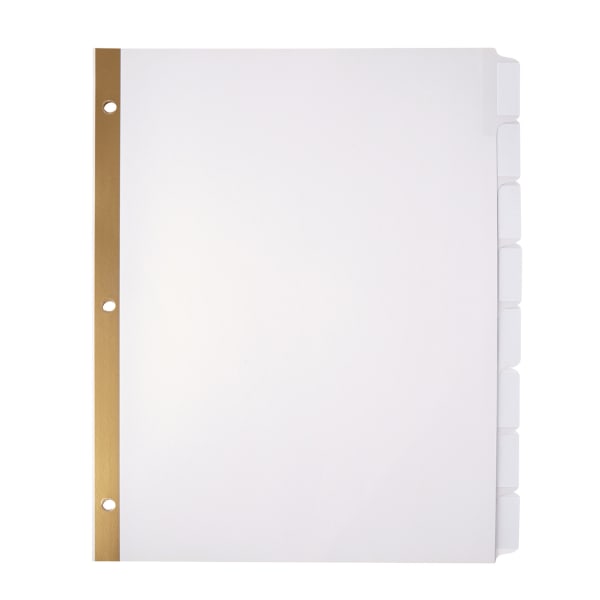 Office Depot Brand Plain Dividers With Tabs And Labels, White, 8-Tab, Pack Of 25 Sets