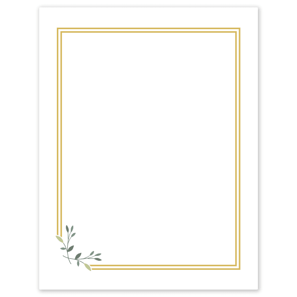 Avery Printable Cards, 8-1/2in x 11in, Matte White With Gold Double Border Floral Design, Pack Of 10