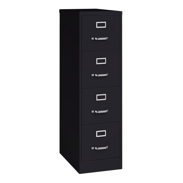 WorkPro 25inD Vertical 4-Drawer File Cabinet, Black